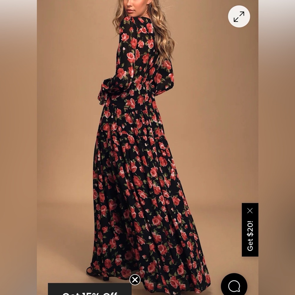 Lulus Ever So Dreamy Black Rose Floral Print🌹🥀🍒 - Picture 2 of 7